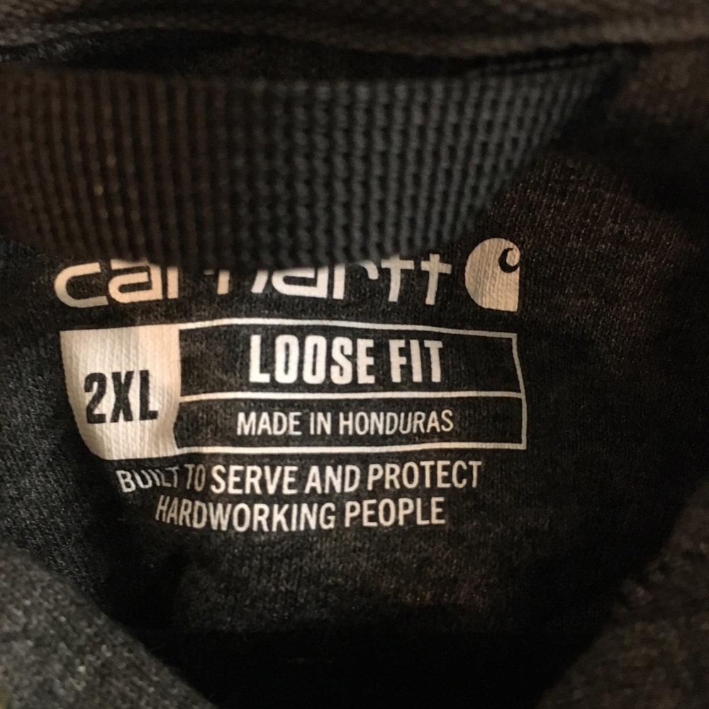 Carhartt Loose Fit Hoodie Sweatshirt 2XL Grey Fleece Lined - Picture 7 of 10